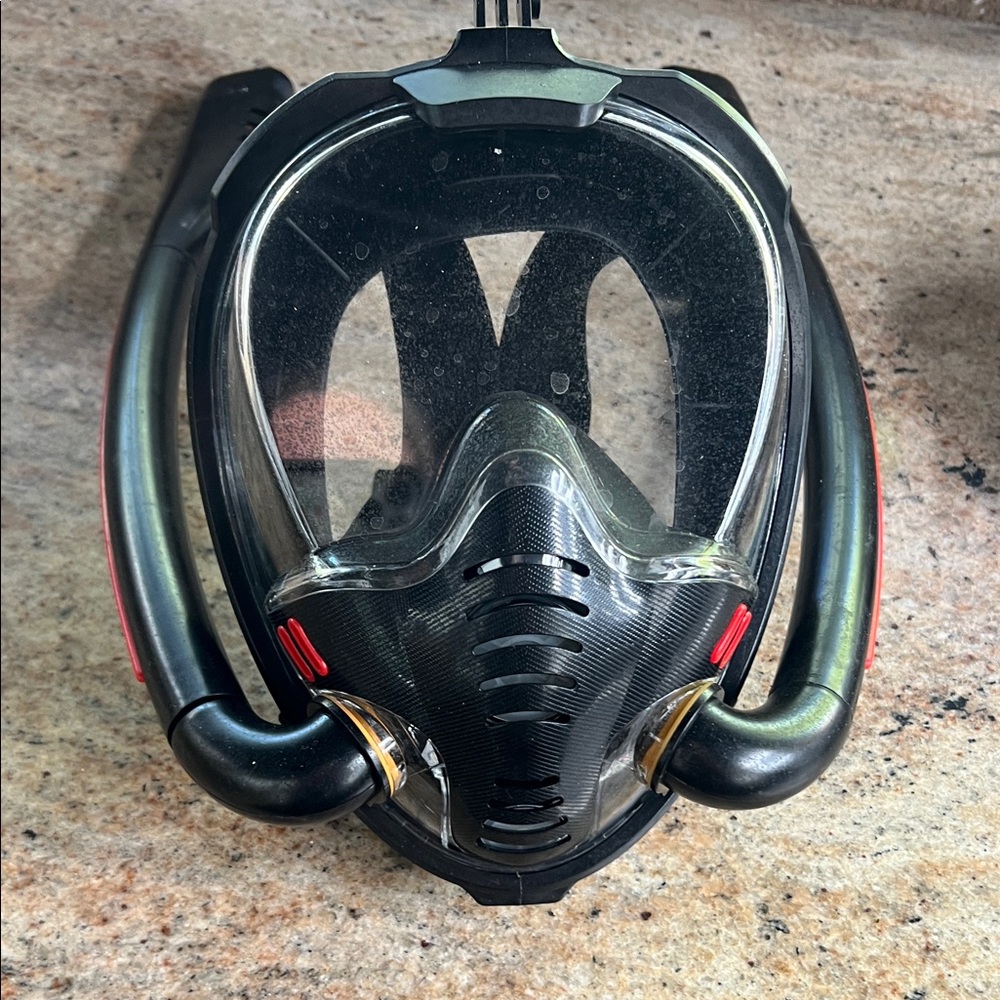 Full Face Snorkel Mask with Red Accents